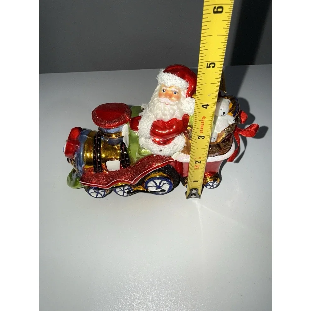 VTG Santa Claus‎ Christmas Ornament MCM Poland Mercury Glass Hand Blown Glitter